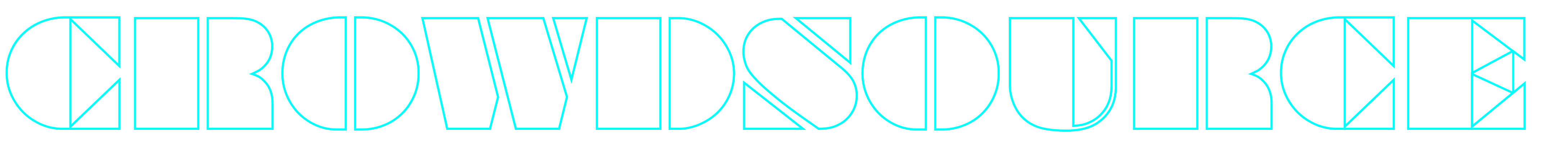 crowdsource logo, spells out the word 'crowdsource' in flickering light blue text